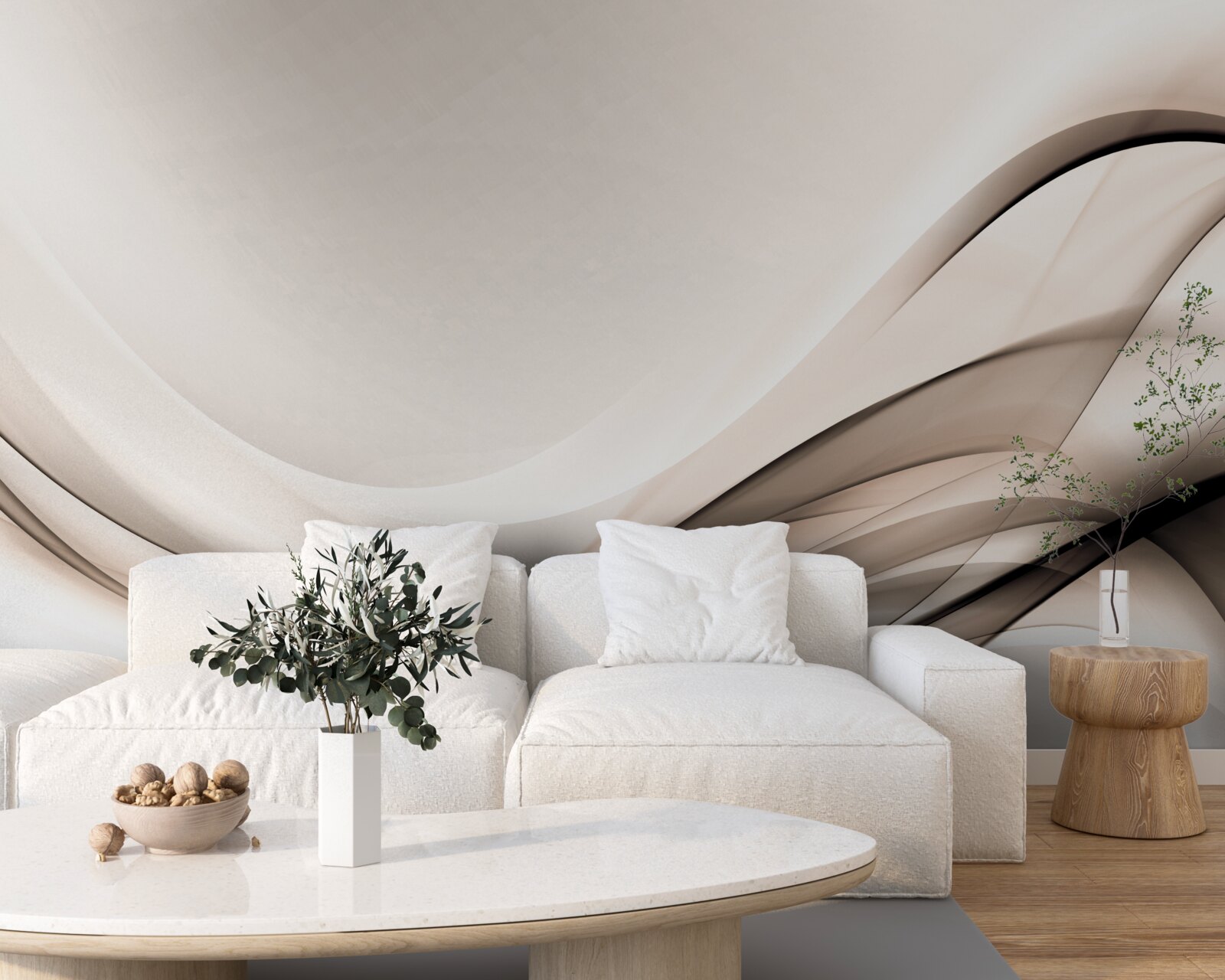 Fotobehang vloeiende zijden rondingen