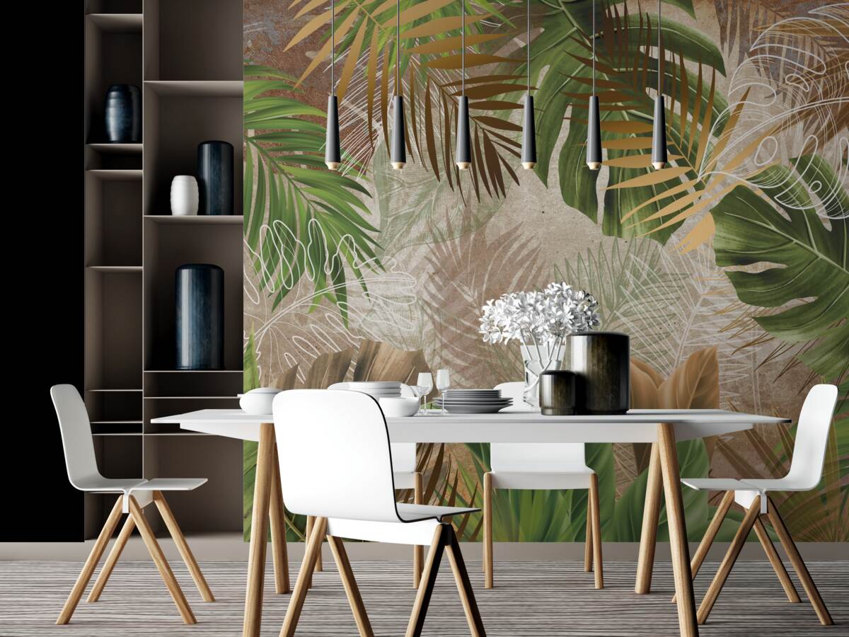 Fotobehang grote bladschijven van tropische bossen