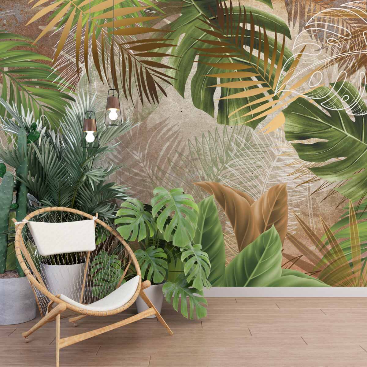 Fotobehang grote bladschijven van tropische bossen