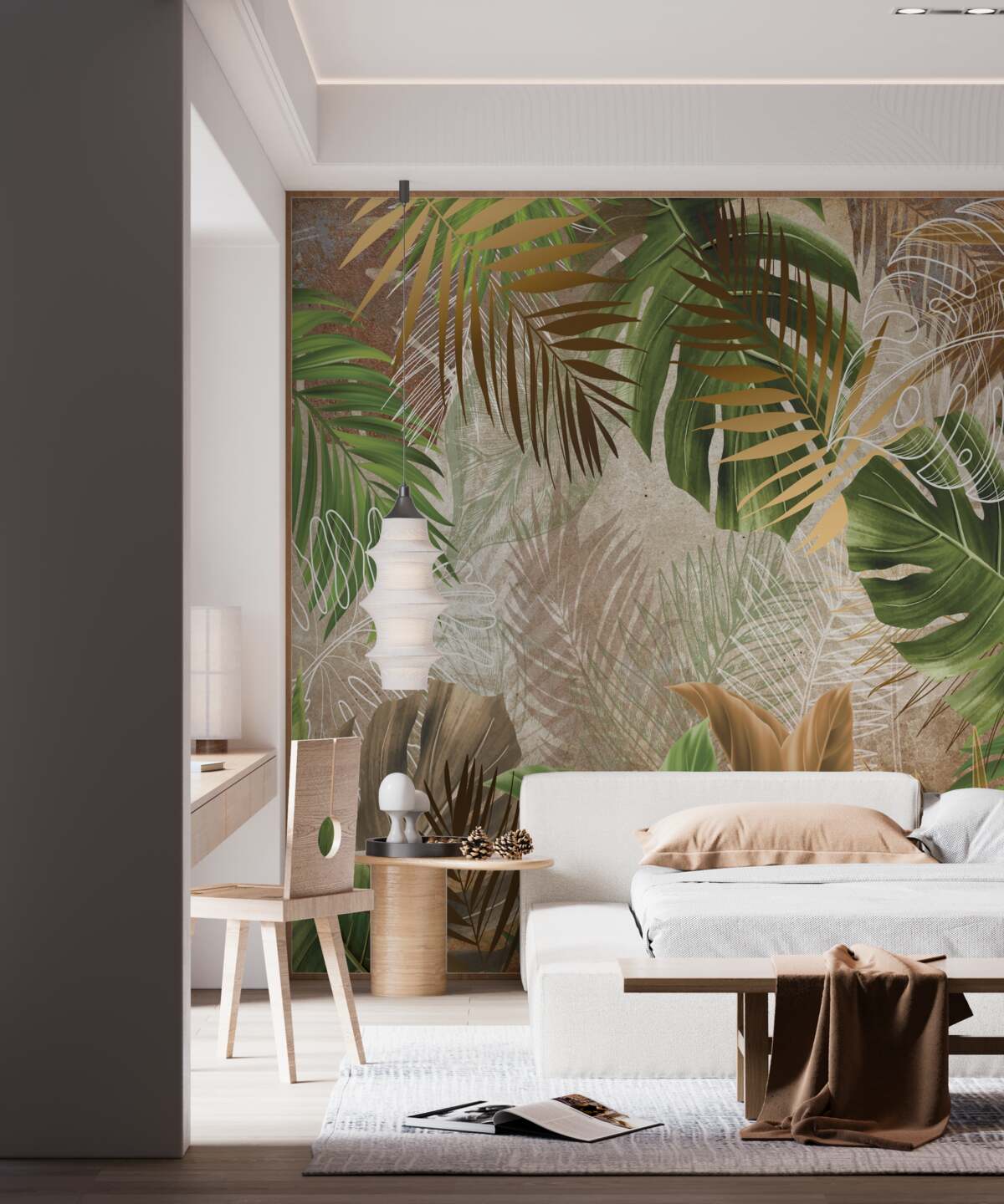 Fotobehang grote bladschijven van tropische bossen