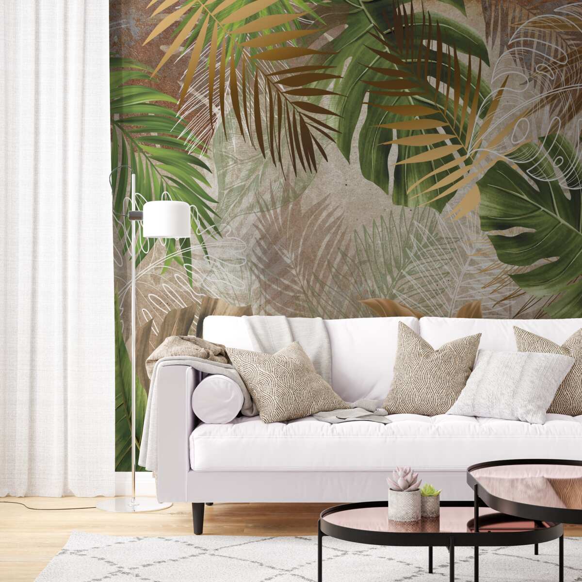 Fotobehang grote bladschijven van tropische bossen