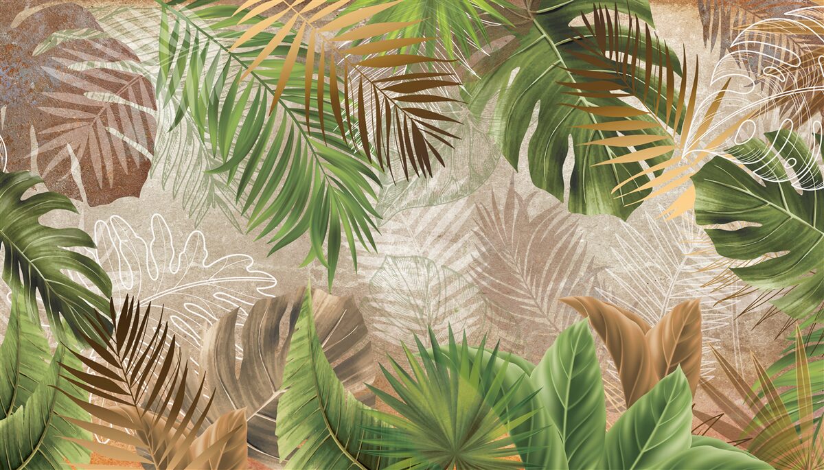 Fotobehang variëteit van groene varens