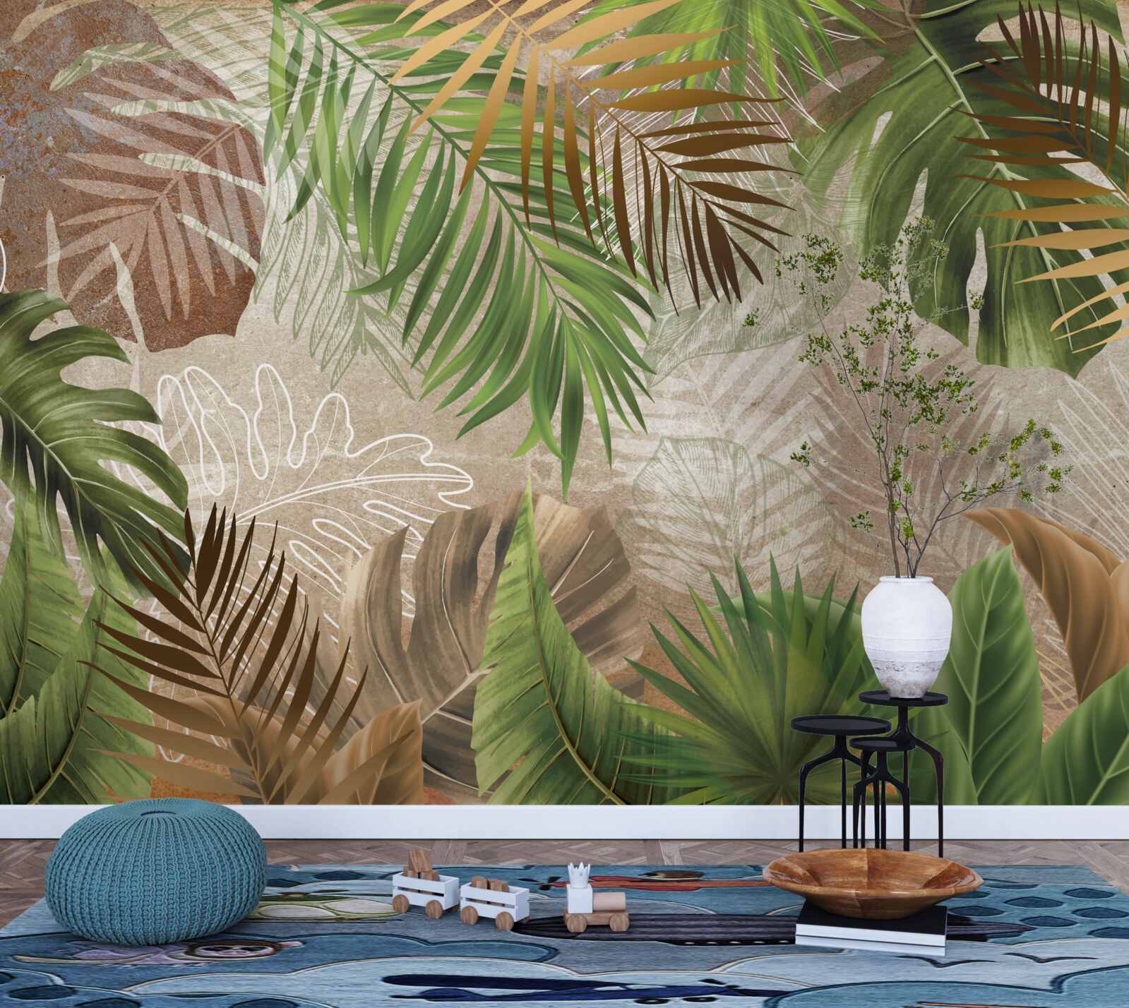 Fotobehang variëteit van groene varens