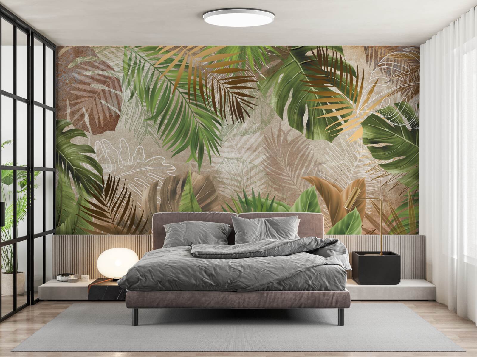 Fotobehang variëteit van groene varens