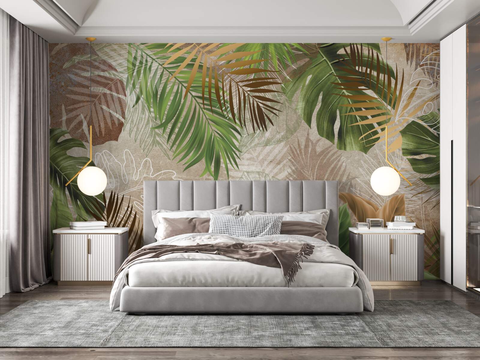 Fotobehang variëteit van groene varens