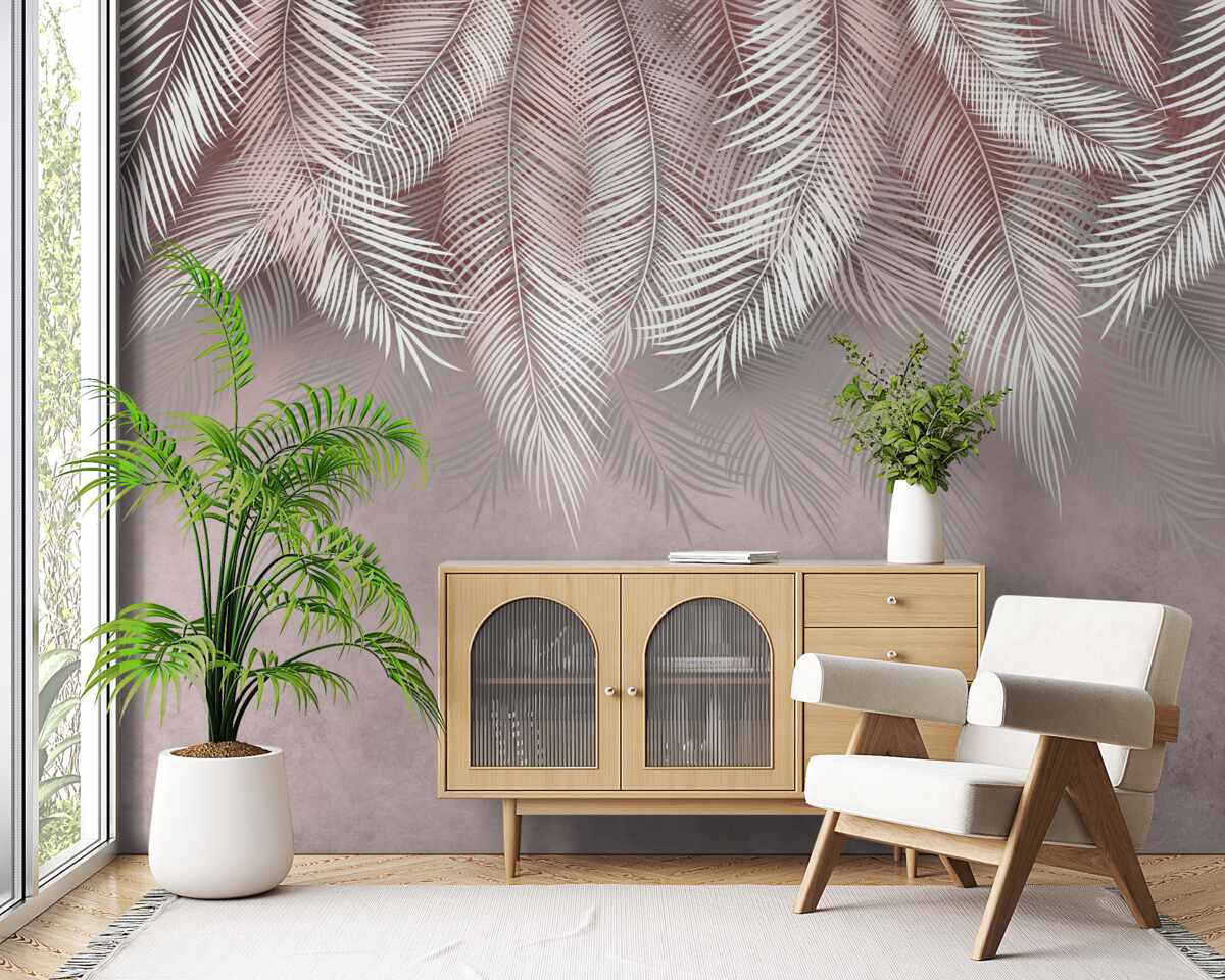 Fotobehang lichte varens die naar beneden hangen