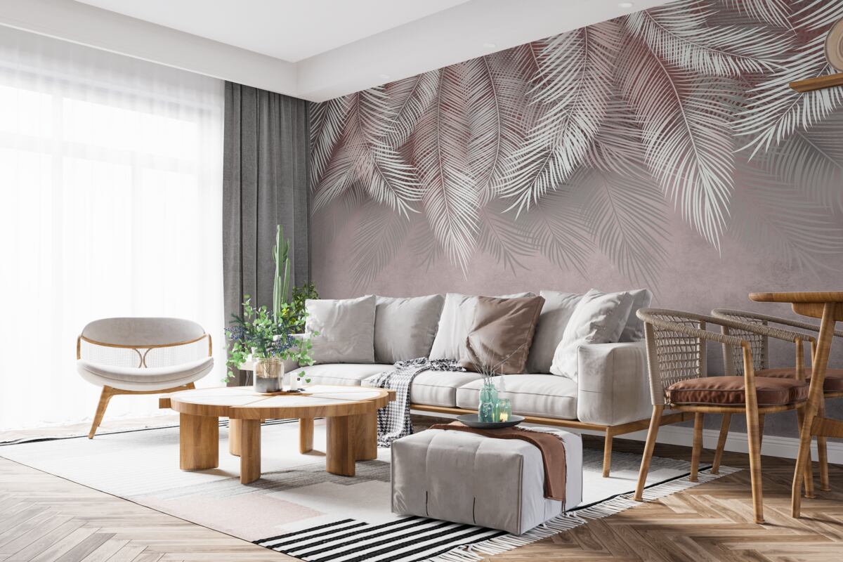 Fotobehang lichte varens die naar beneden hangen