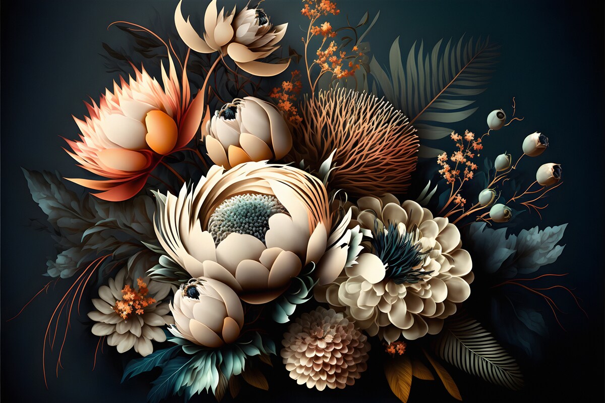 Fotobehang boeket herfstbloemen