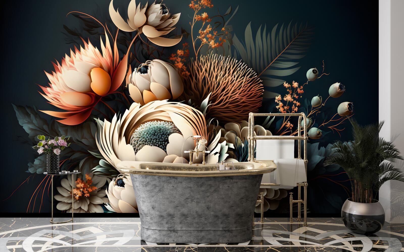 Fotobehang boeket herfstbloemen