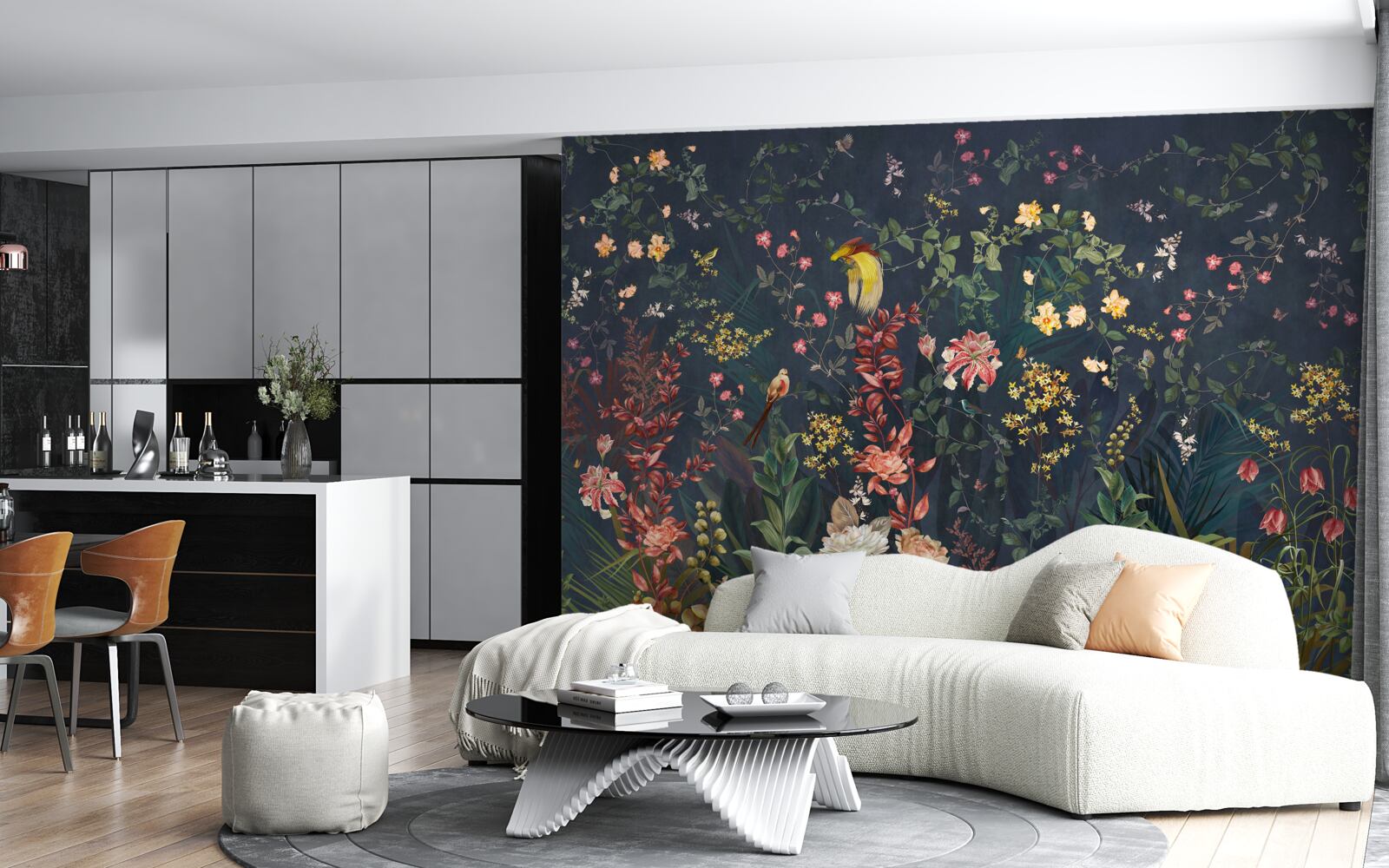 Fotobehang heldere nachtbloemen