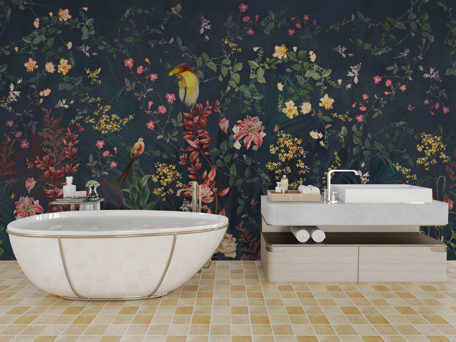 Fotobehang heldere nachtbloemen