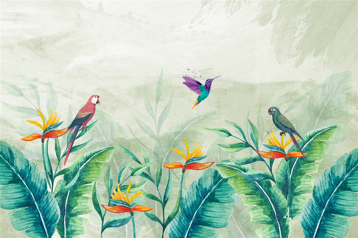 Fotobehang vogels verheugen zich in de ochtend