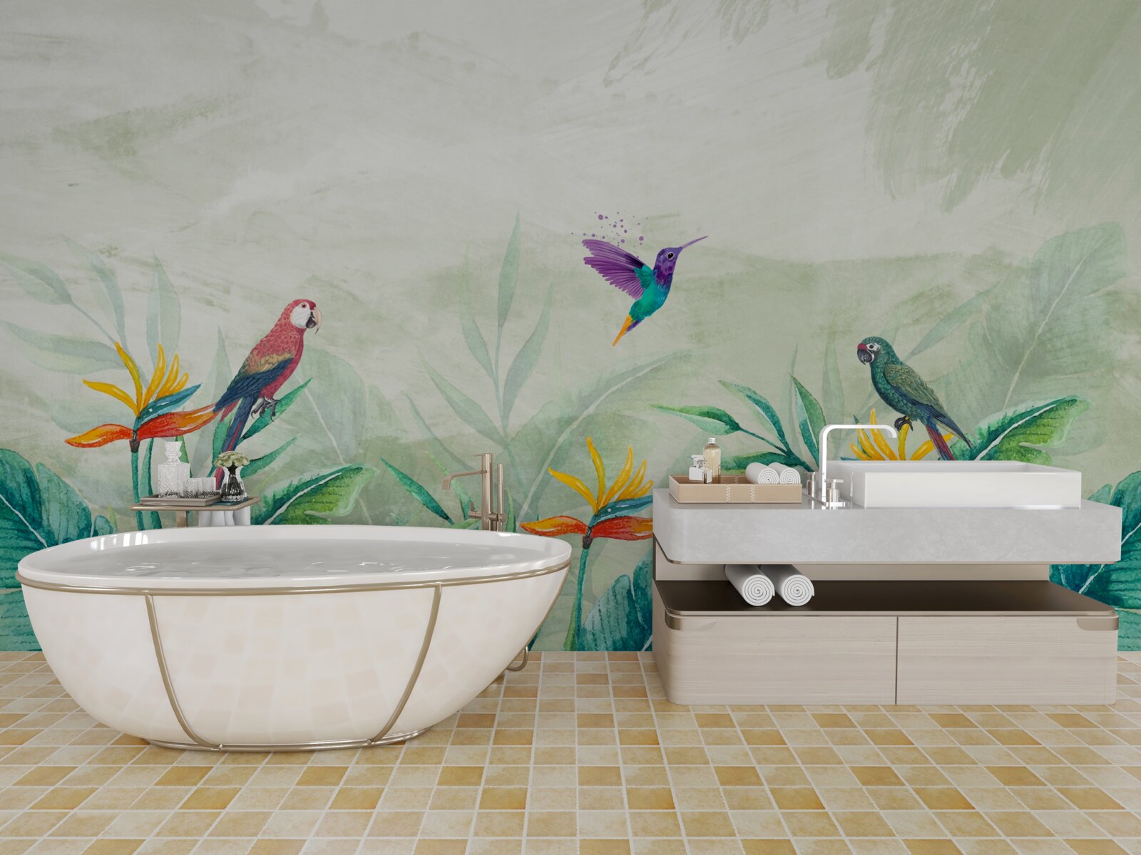 Fotobehang vogels verheugen zich in de ochtend