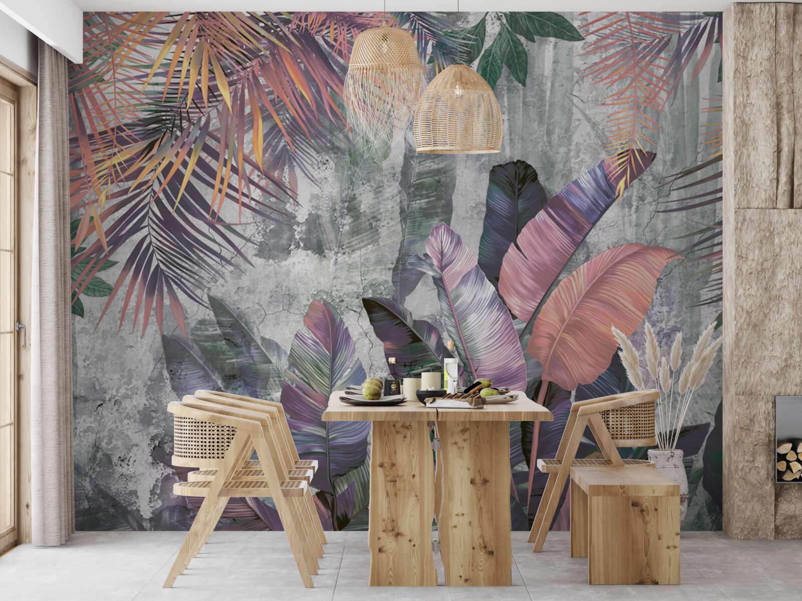 Fotobehang weelderige tropen tijdens een stortbui