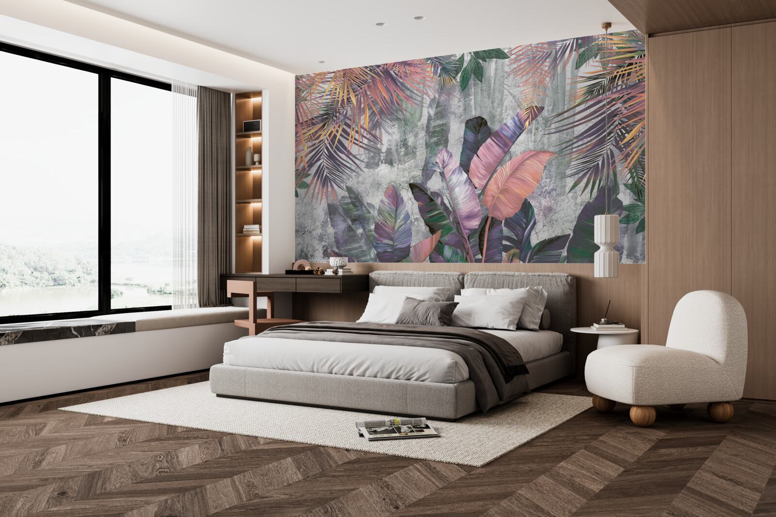 Fotobehang weelderige tropen tijdens een stortbui