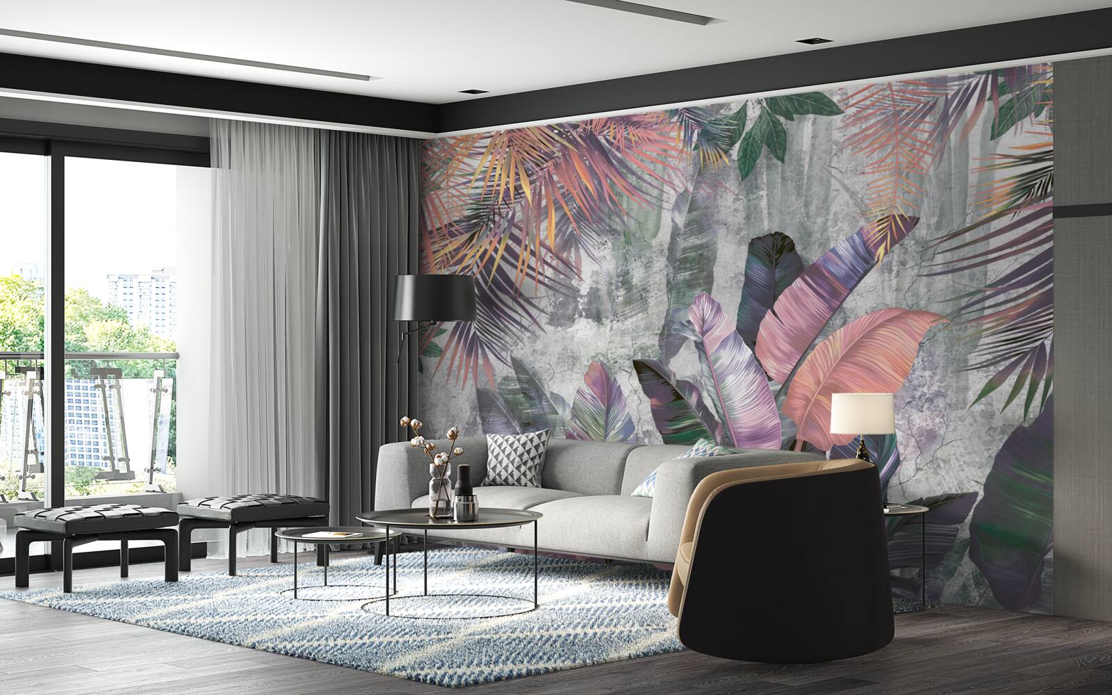 Fotobehang weelderige tropen tijdens een stortbui