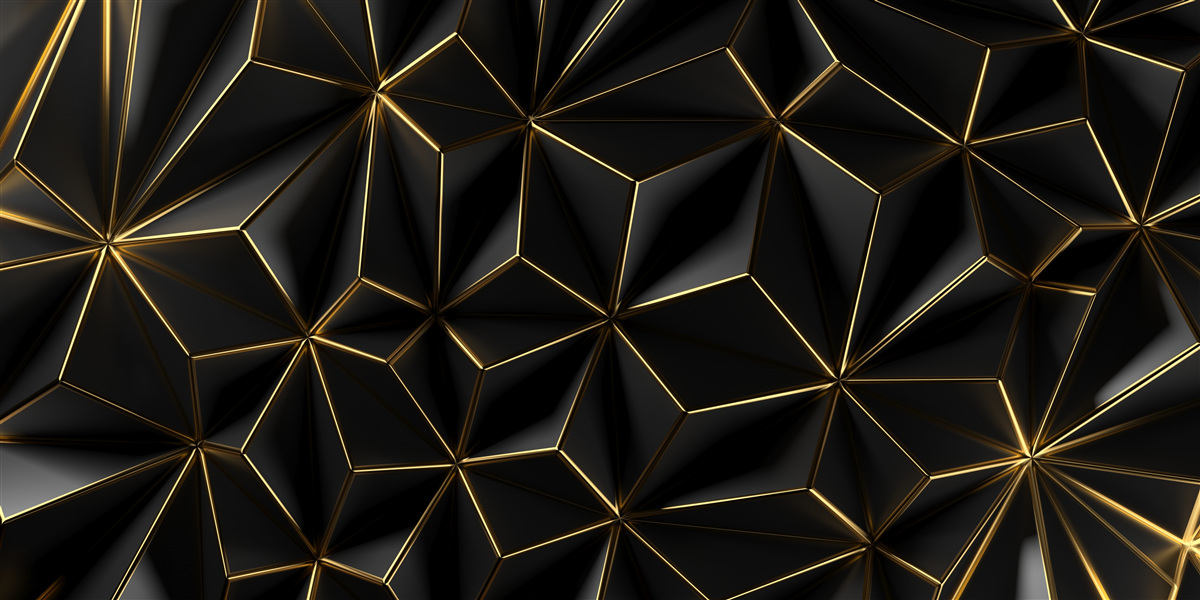 Fotobehang zwarte figuren van volumineus goud