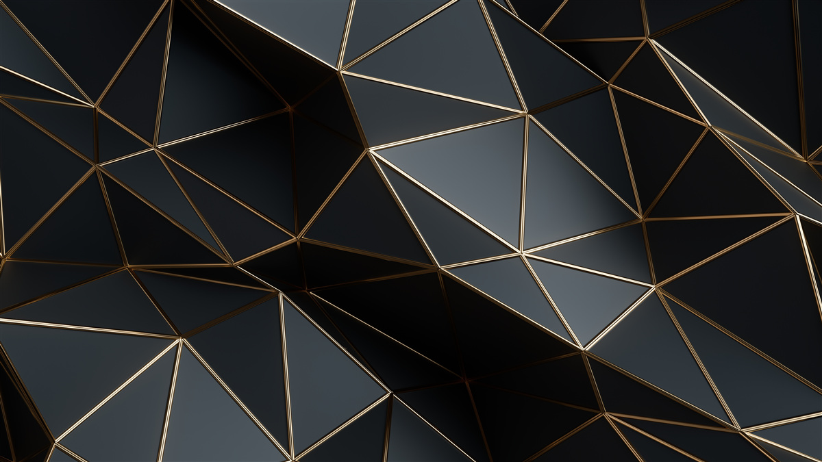 Fotobehang zwart en goud 3d objecten