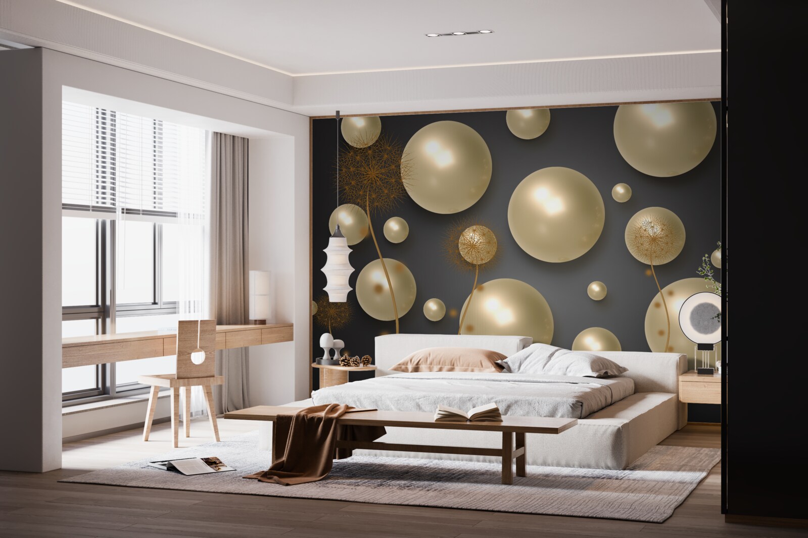 Fotobehang driedimensionale abstractie in de vorm van miljoenpoten