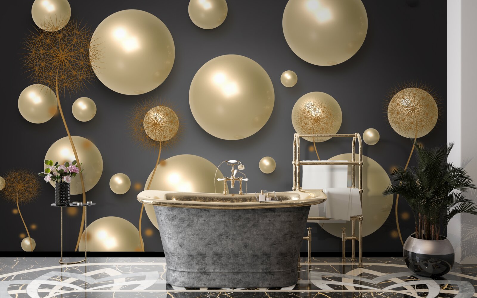 Fotobehang driedimensionale abstractie in de vorm van miljoenpoten