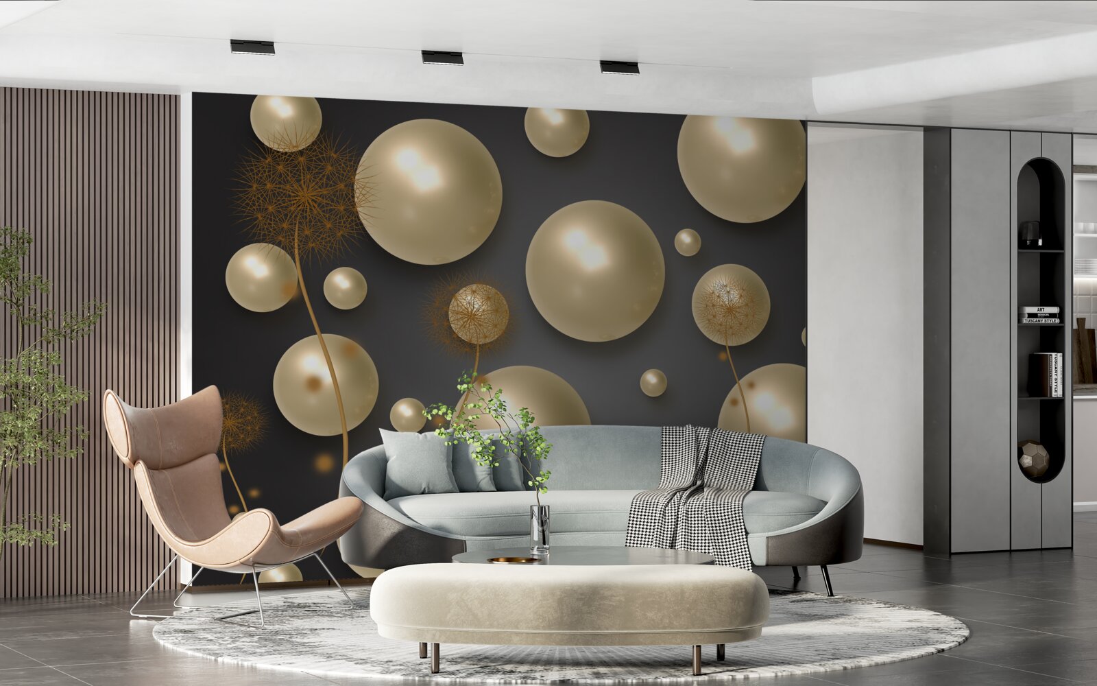 Fotobehang driedimensionale abstractie in de vorm van miljoenpoten