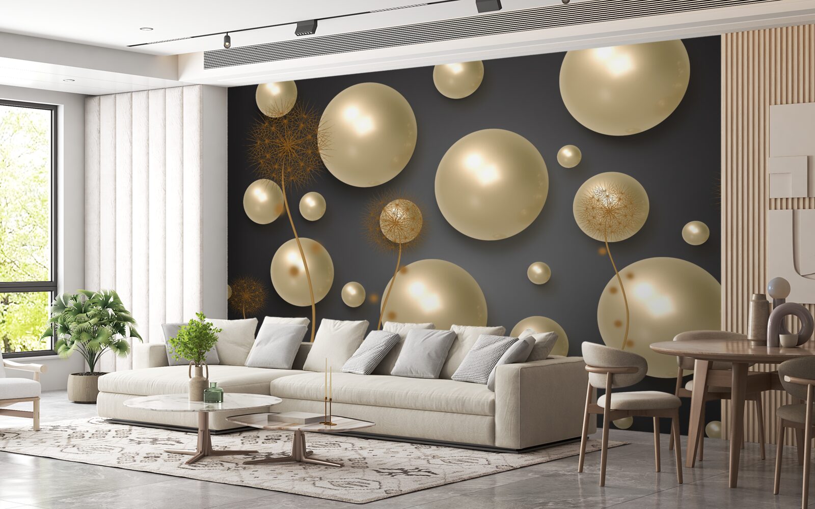 Fotobehang driedimensionale abstractie in de vorm van miljoenpoten