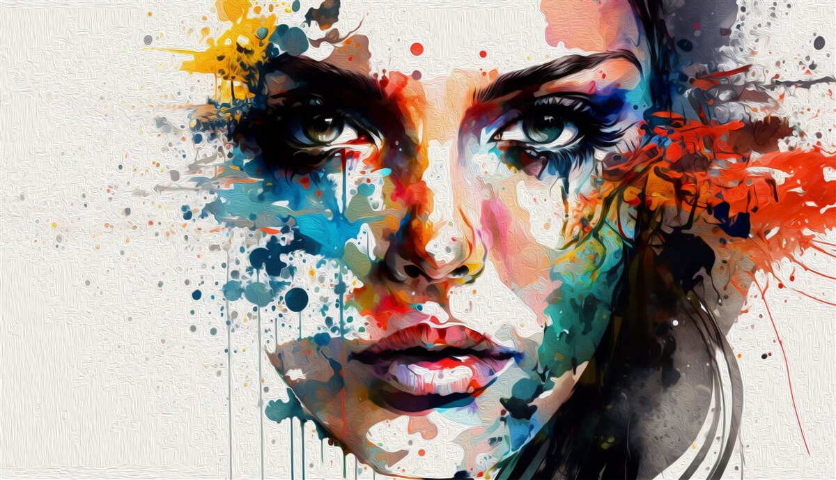 Fotobehang meisje in rijke kleuren