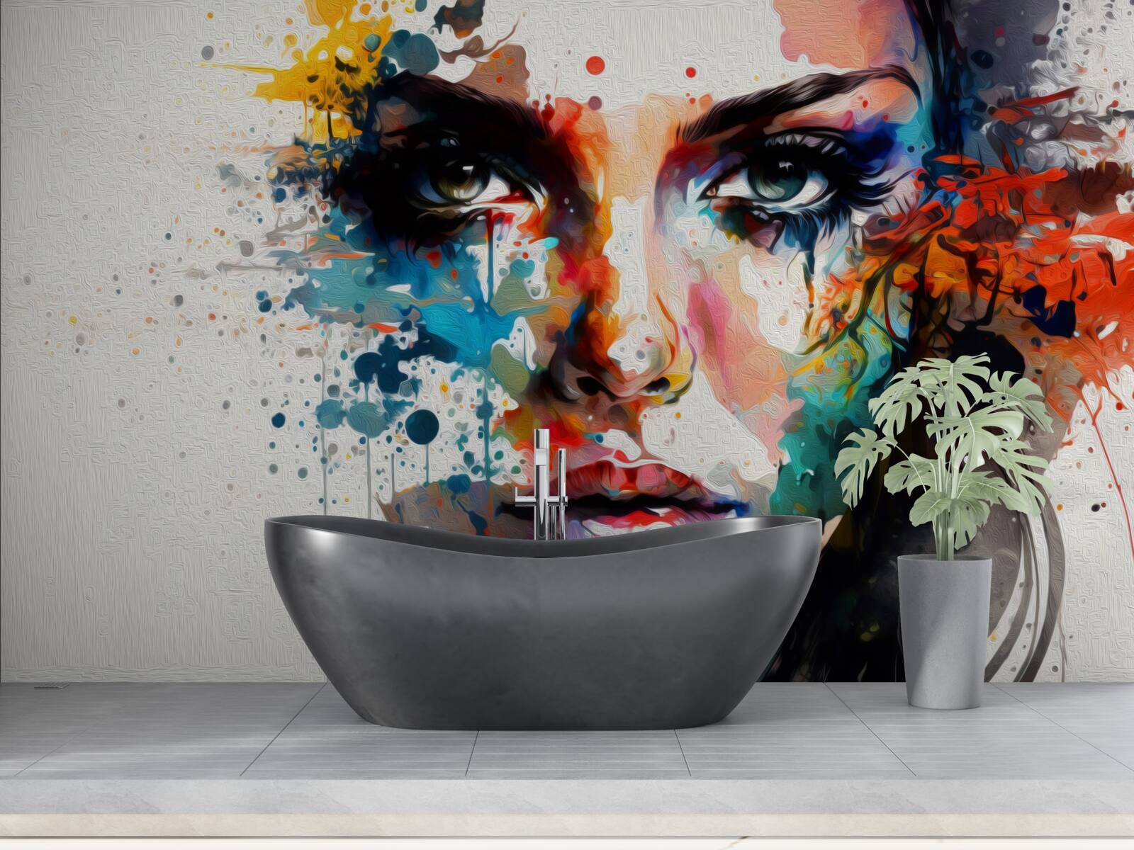 Fotobehang meisje in rijke kleuren