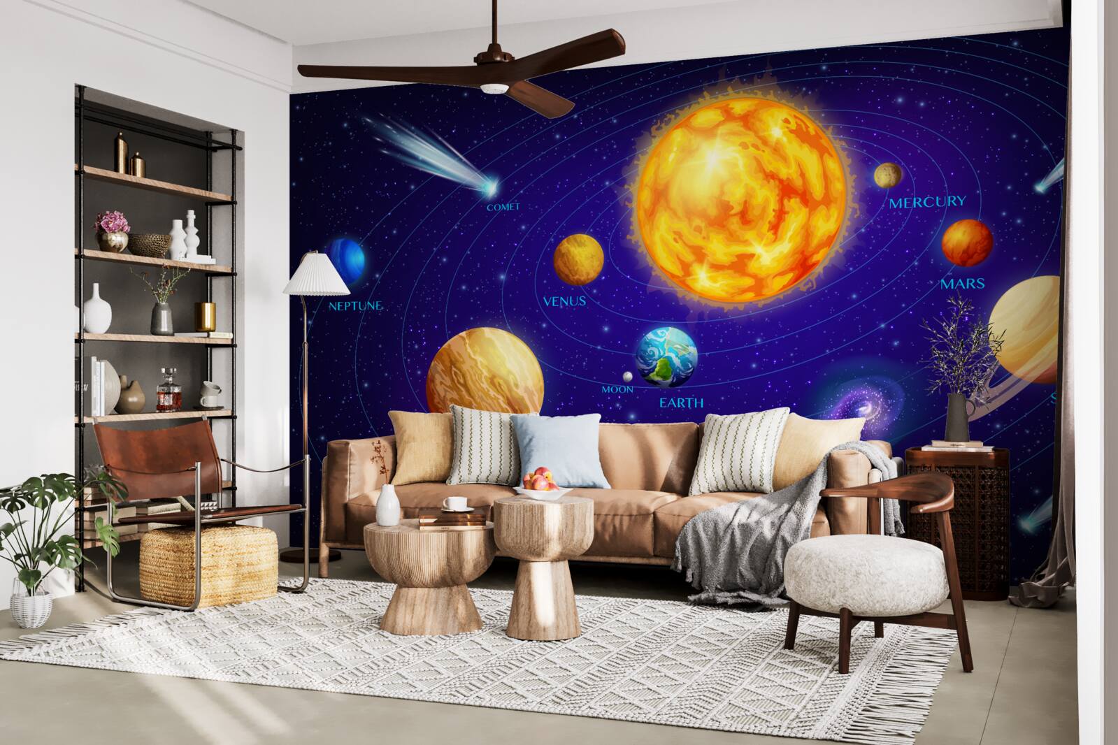 Fotobehang de grootte van de planeten in het heelal