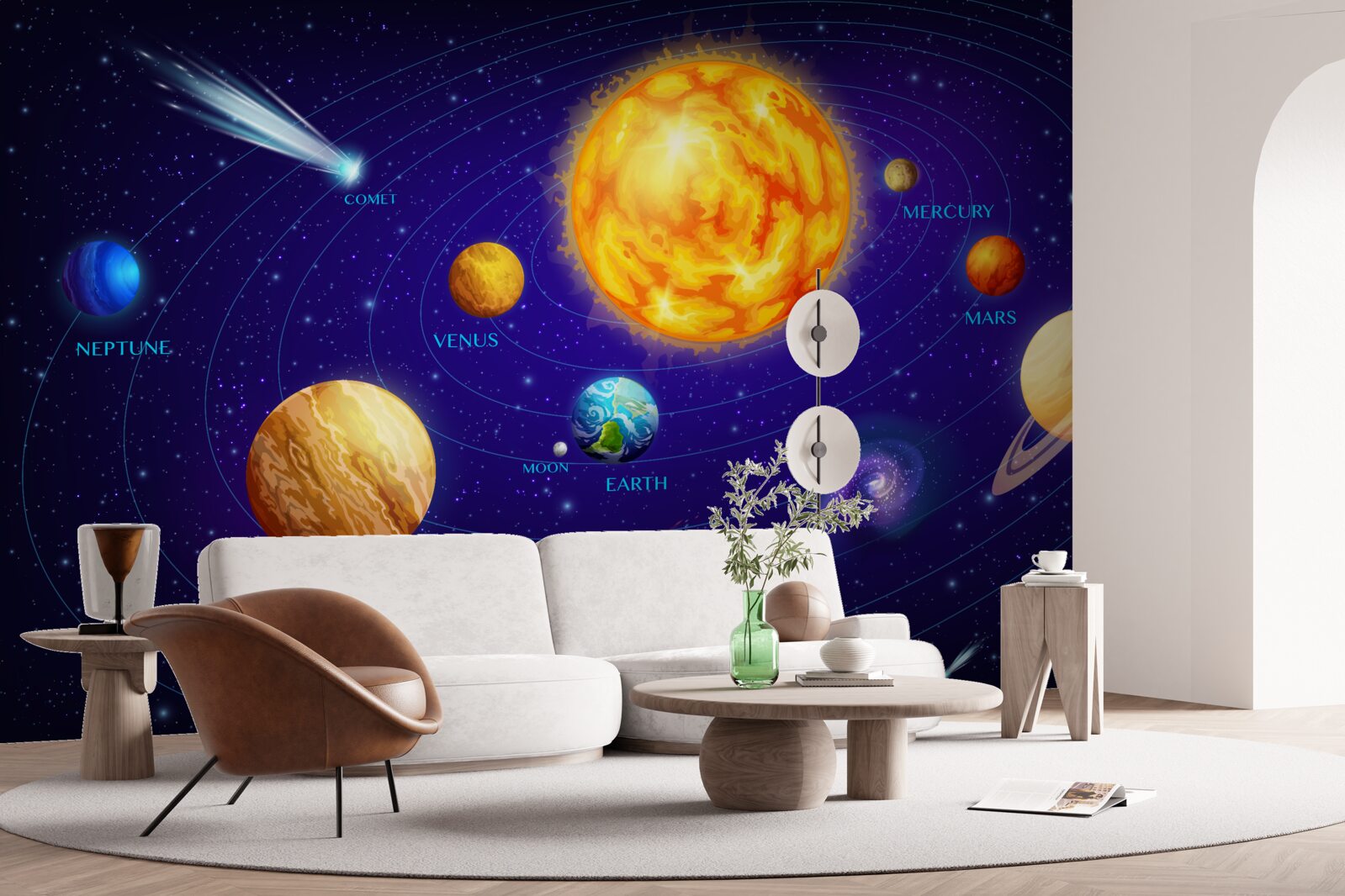 Fotobehang de grootte van de planeten in het heelal