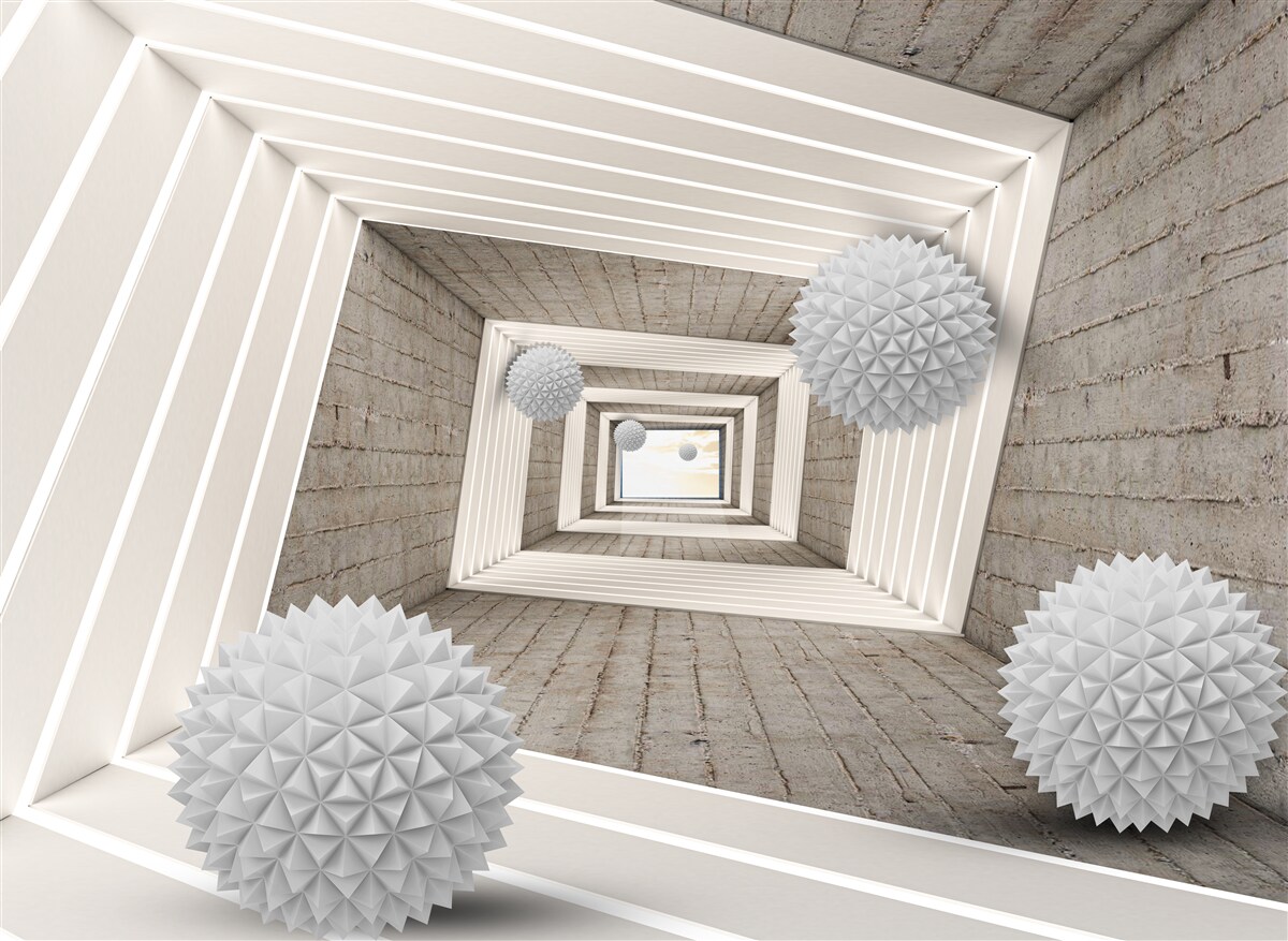 Fotobehang tunnel met eindeloze ballen