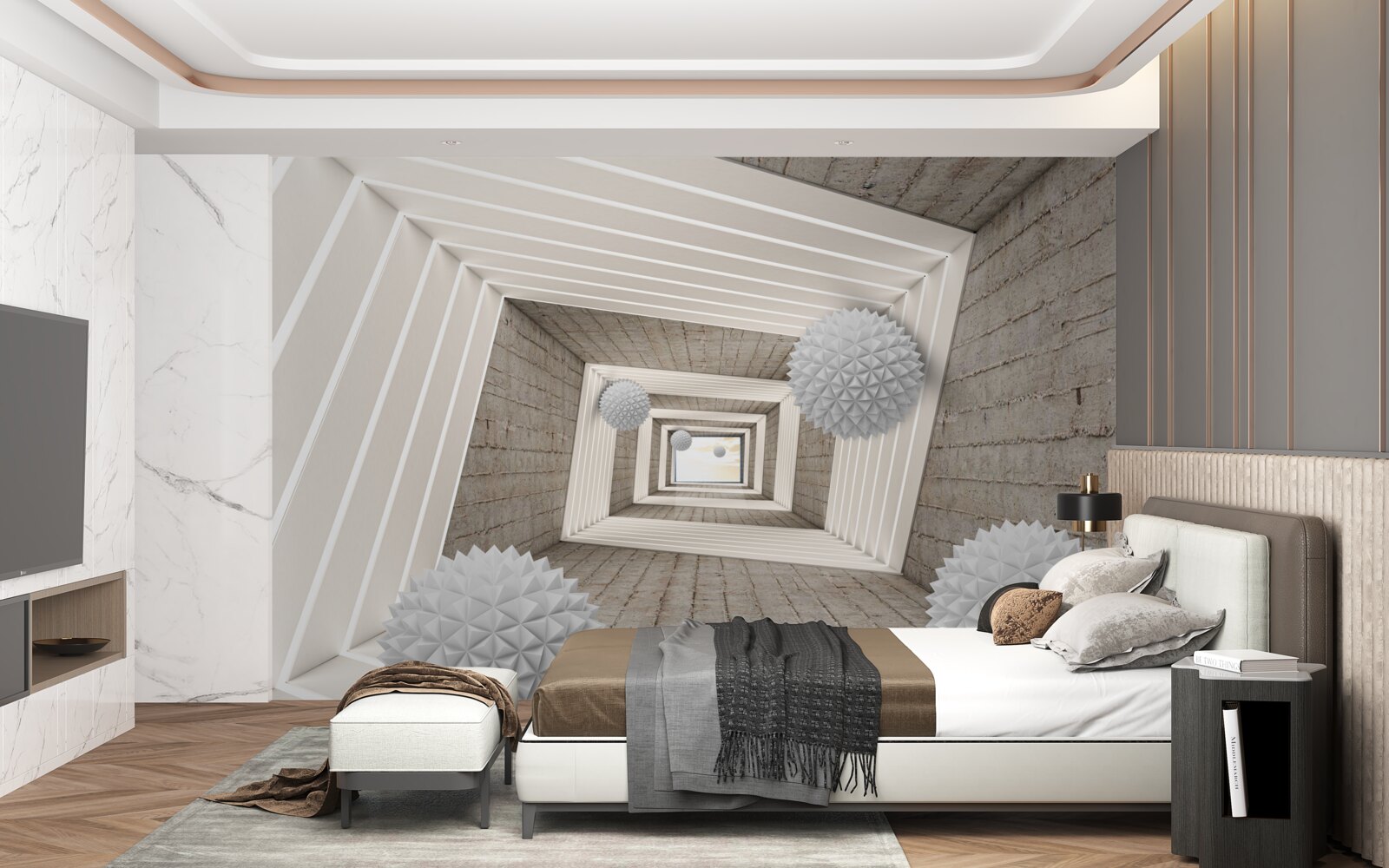 Fotobehang tunnel met eindeloze ballen