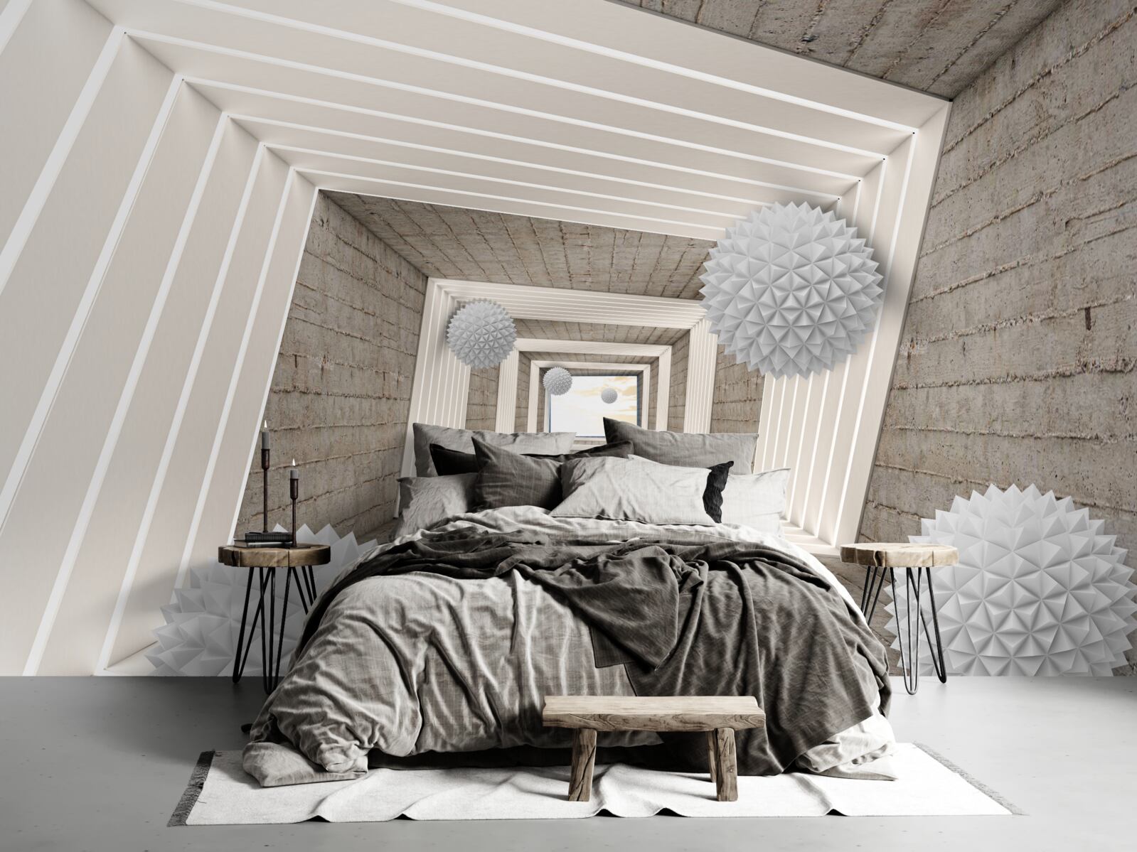 Fotobehang tunnel met eindeloze ballen