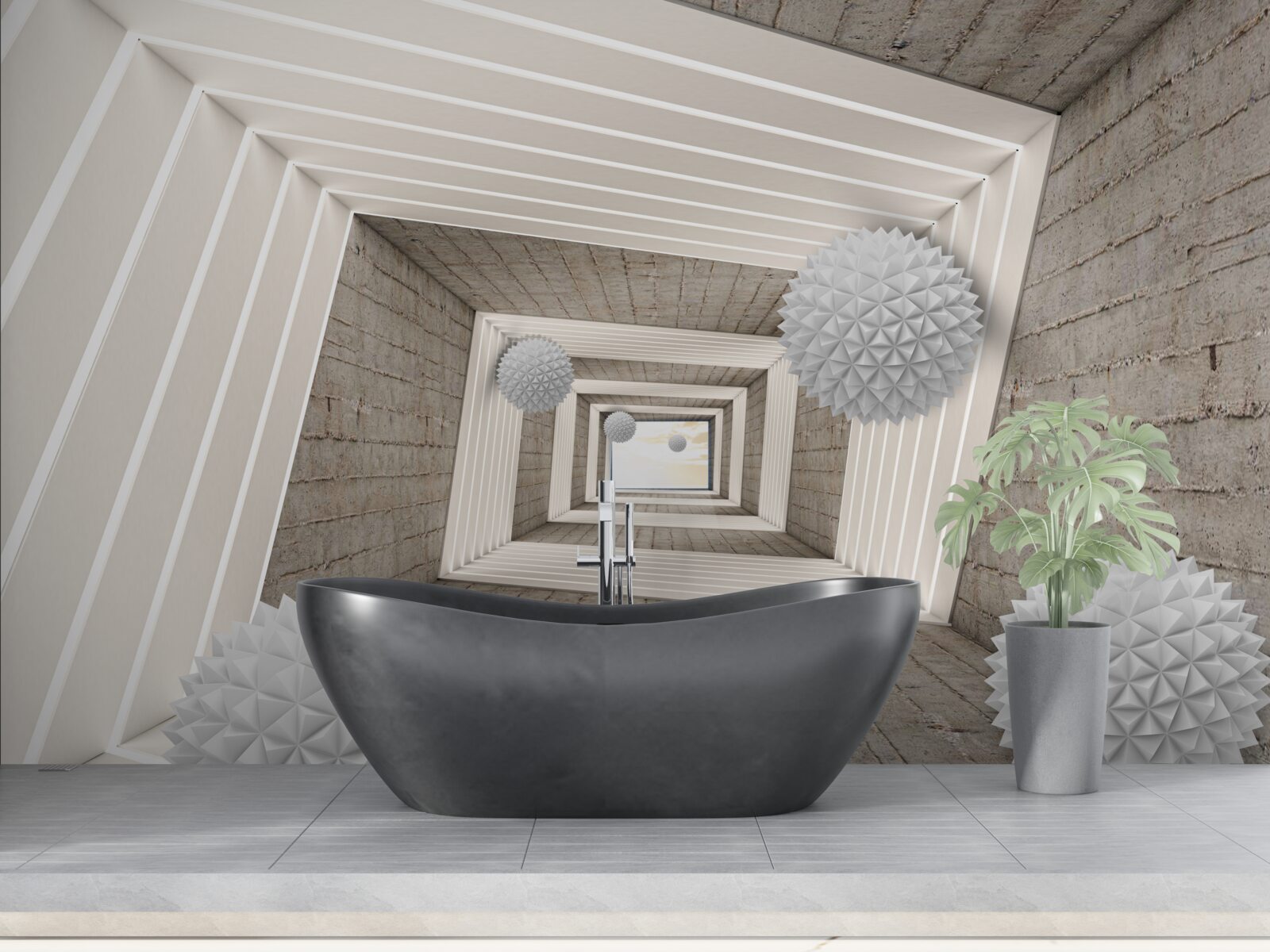 Fotobehang tunnel met eindeloze ballen