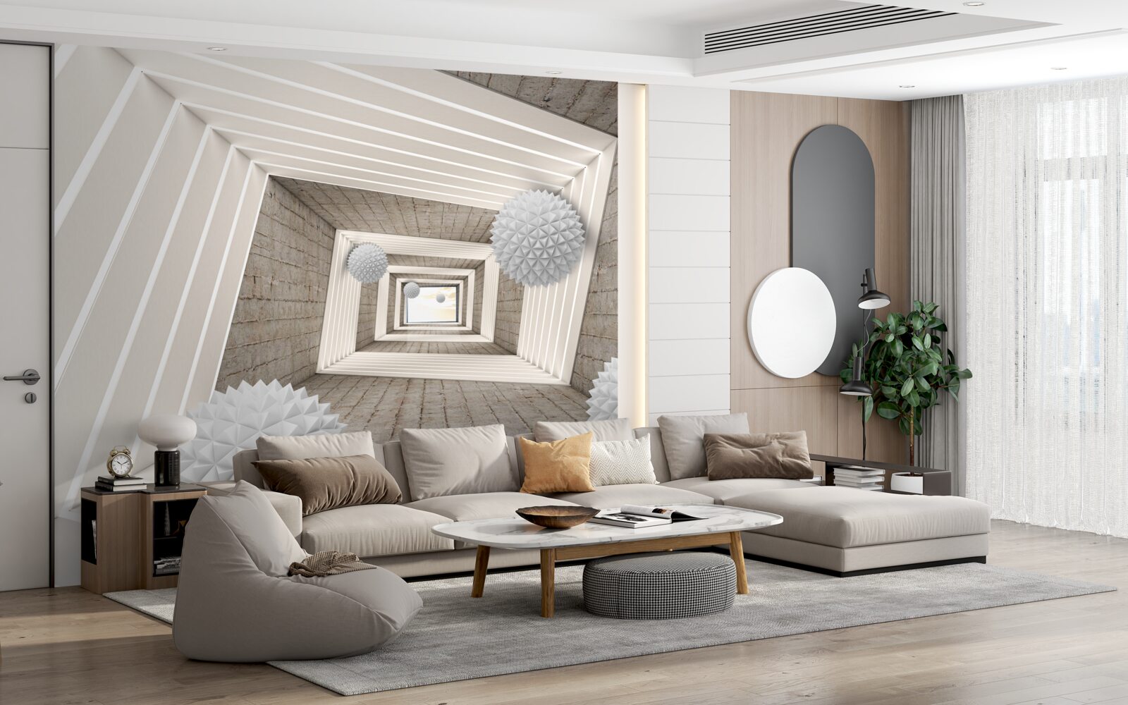 Fotobehang tunnel met eindeloze ballen