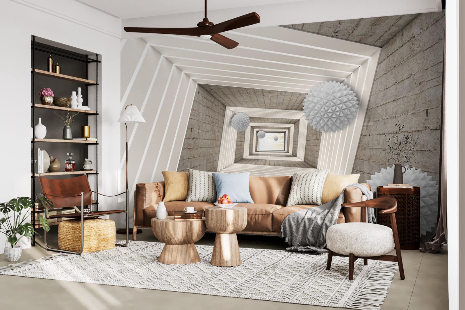 Fotobehang tunnel met eindeloze ballen