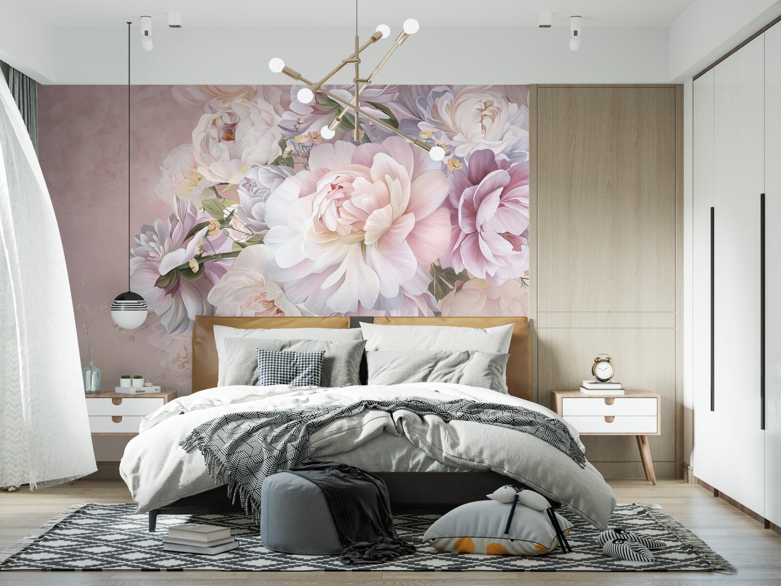 Fotobehang elegante compositie van lentebloemen