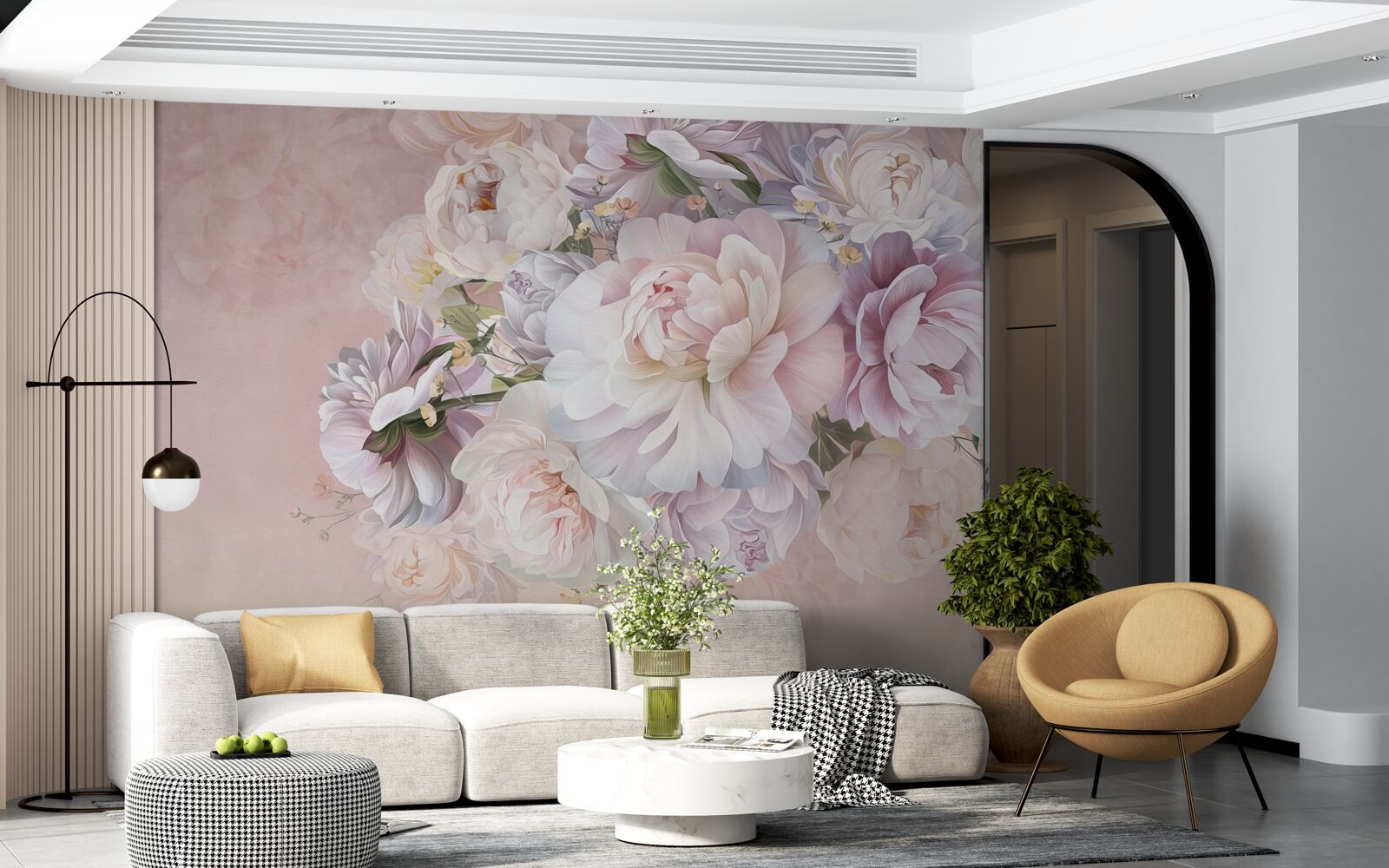 Fotobehang elegante compositie van lentebloemen