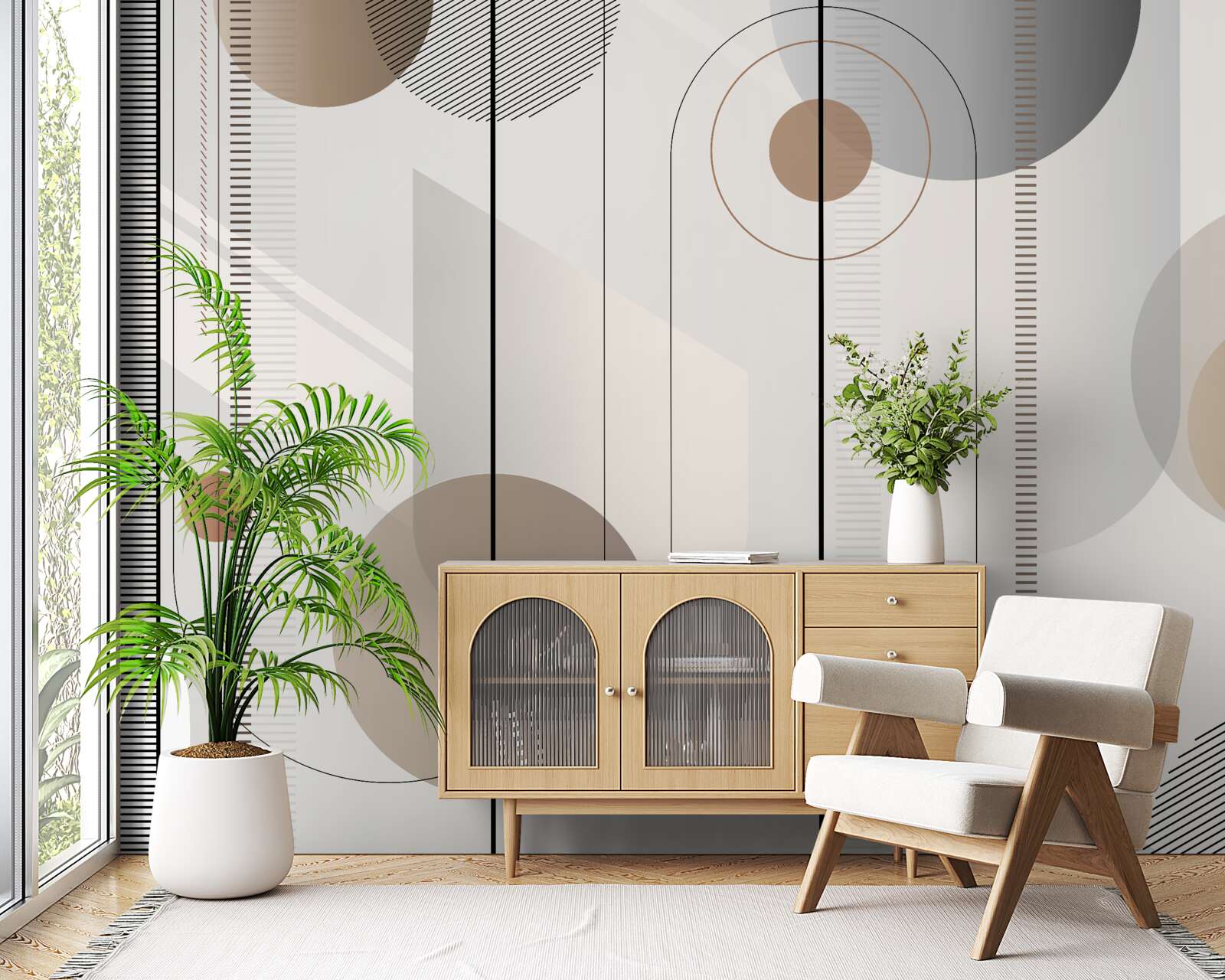 Fotobehang lichte lijnen en abstracte cirkels