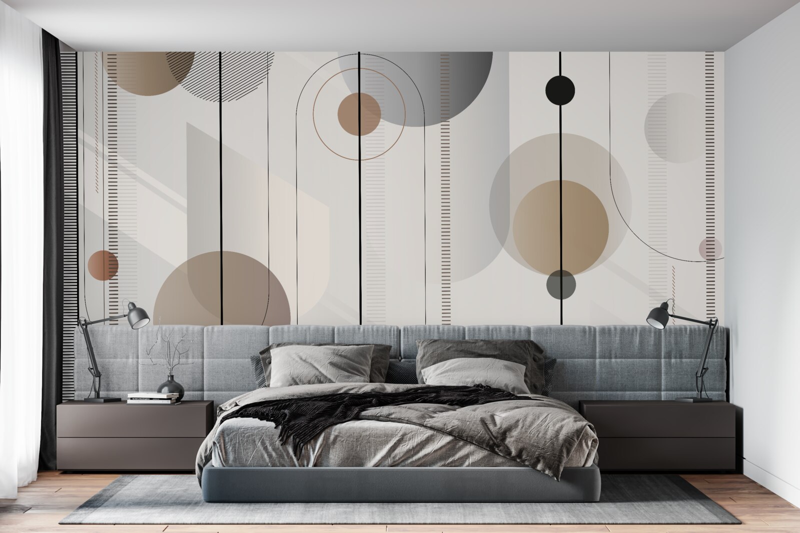 Fotobehang lichte lijnen en abstracte cirkels