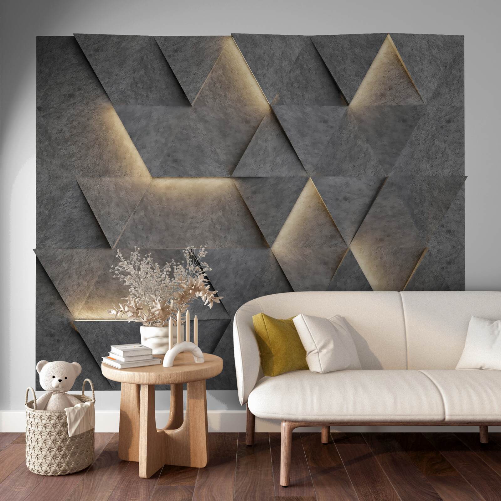 Fotobehang Gloeiende volumetrische driehoeken