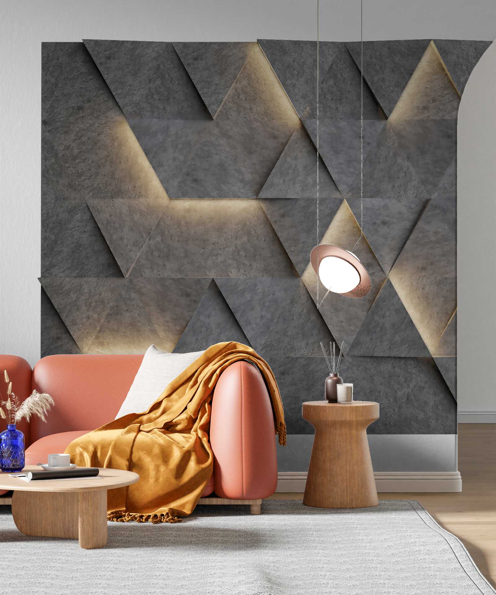 Fotobehang Gloeiende volumetrische driehoeken