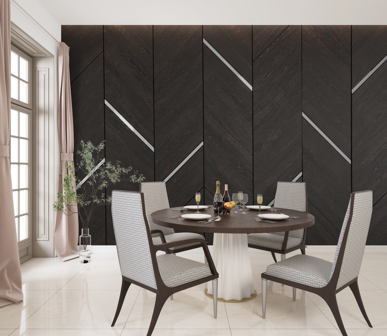 Fotobehang het parket is zwart met witte strepen