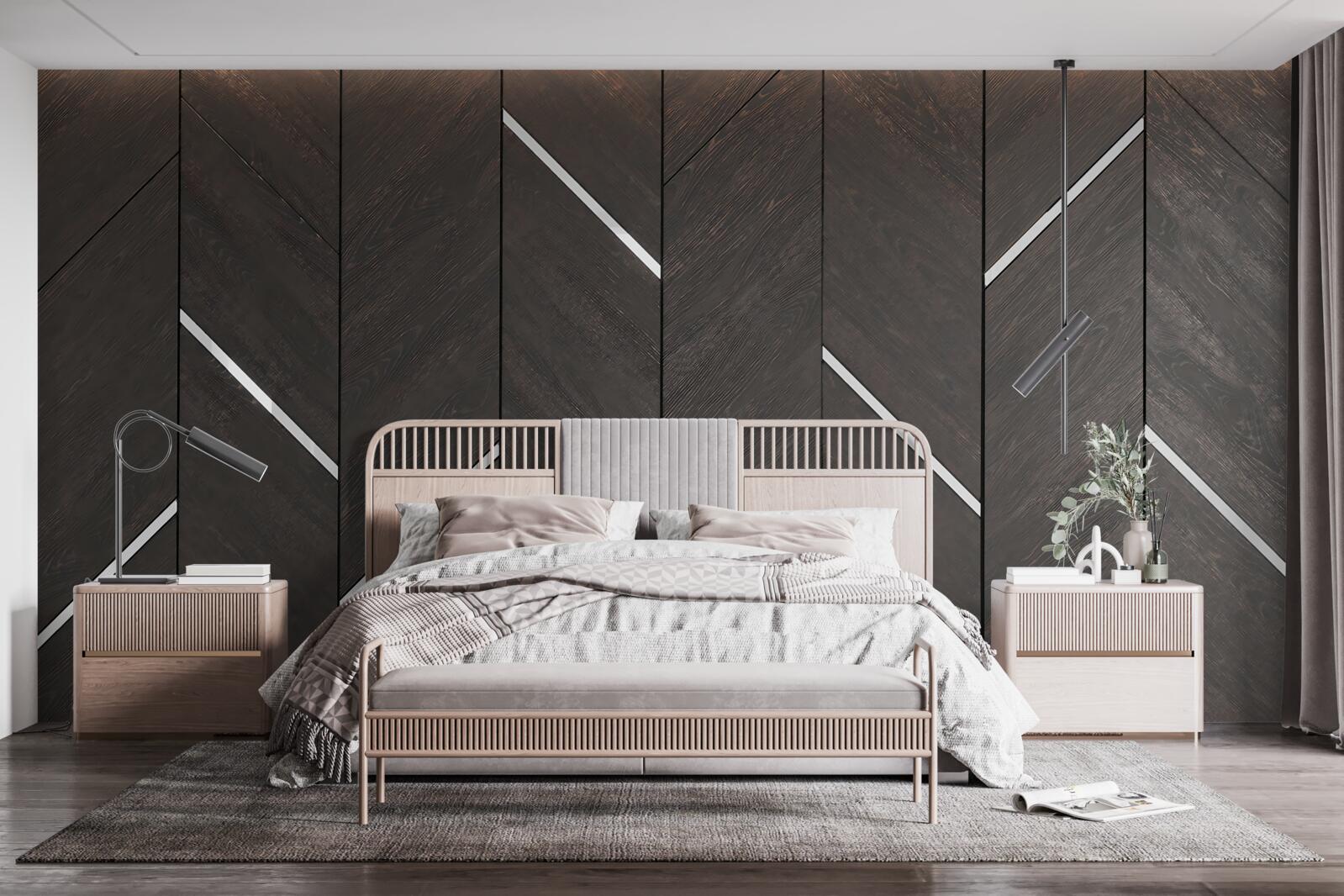 Fotobehang het parket is zwart met witte strepen