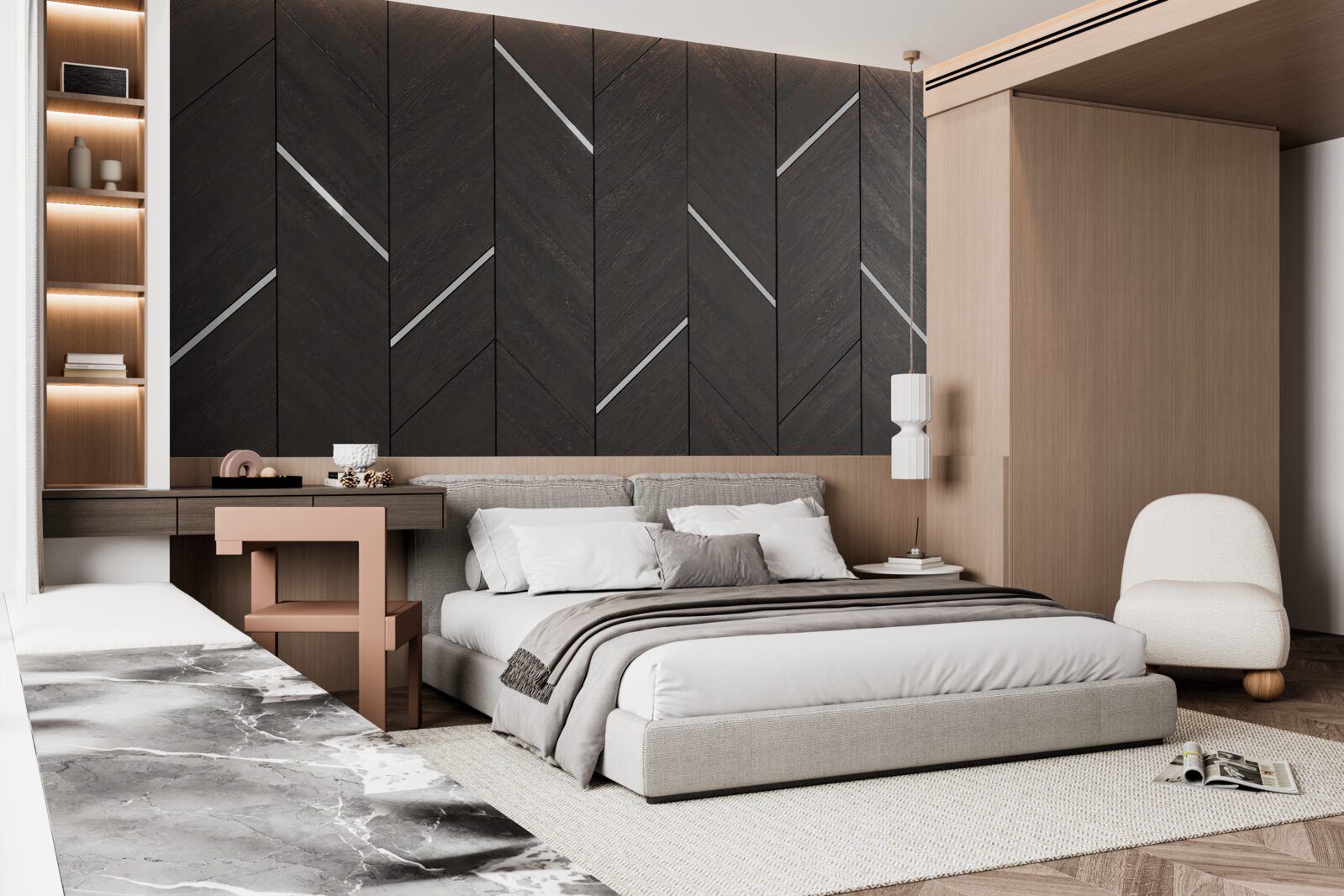 Fotobehang het parket is zwart met witte strepen