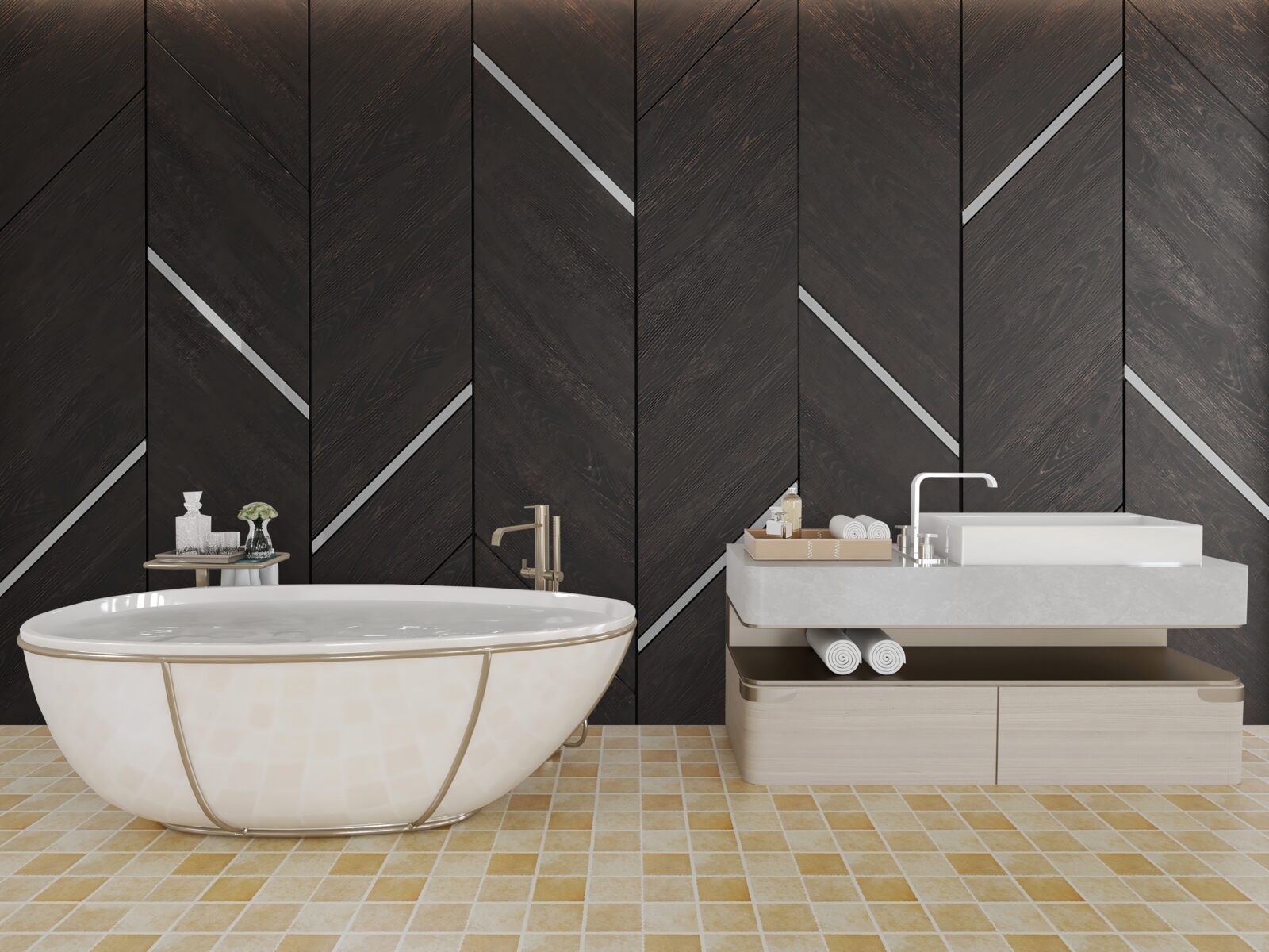 Fotobehang het parket is zwart met witte strepen