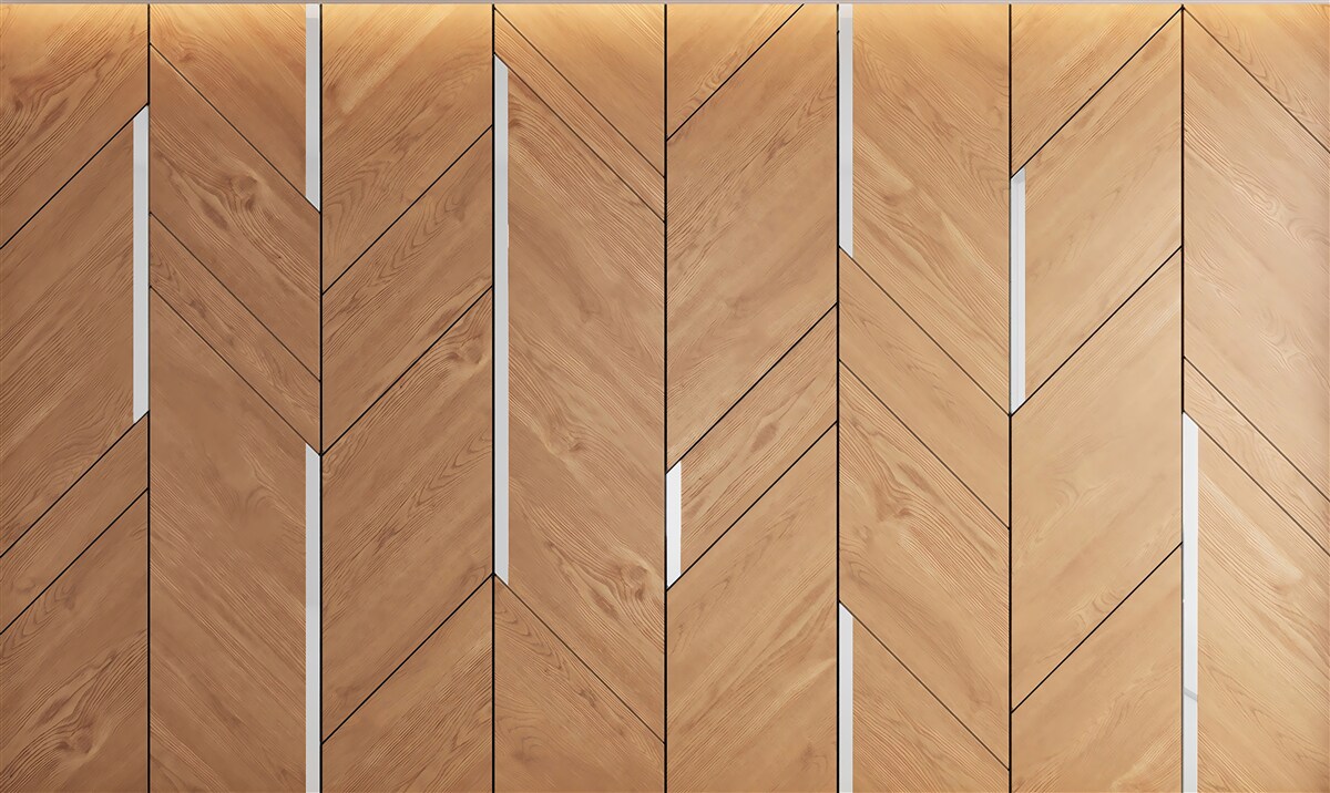 Fotobehang bruin parket met geïntegreerde verlichting