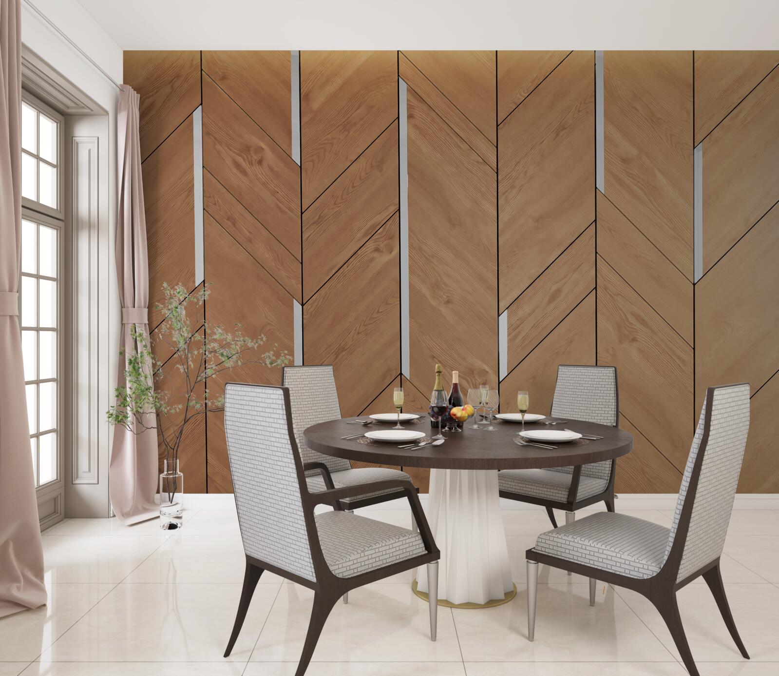 Fotobehang bruin parket met geïntegreerde verlichting