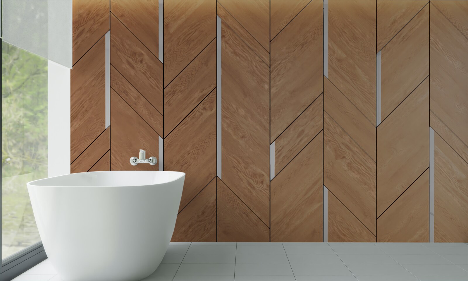 Fotobehang bruin parket met geïntegreerde verlichting