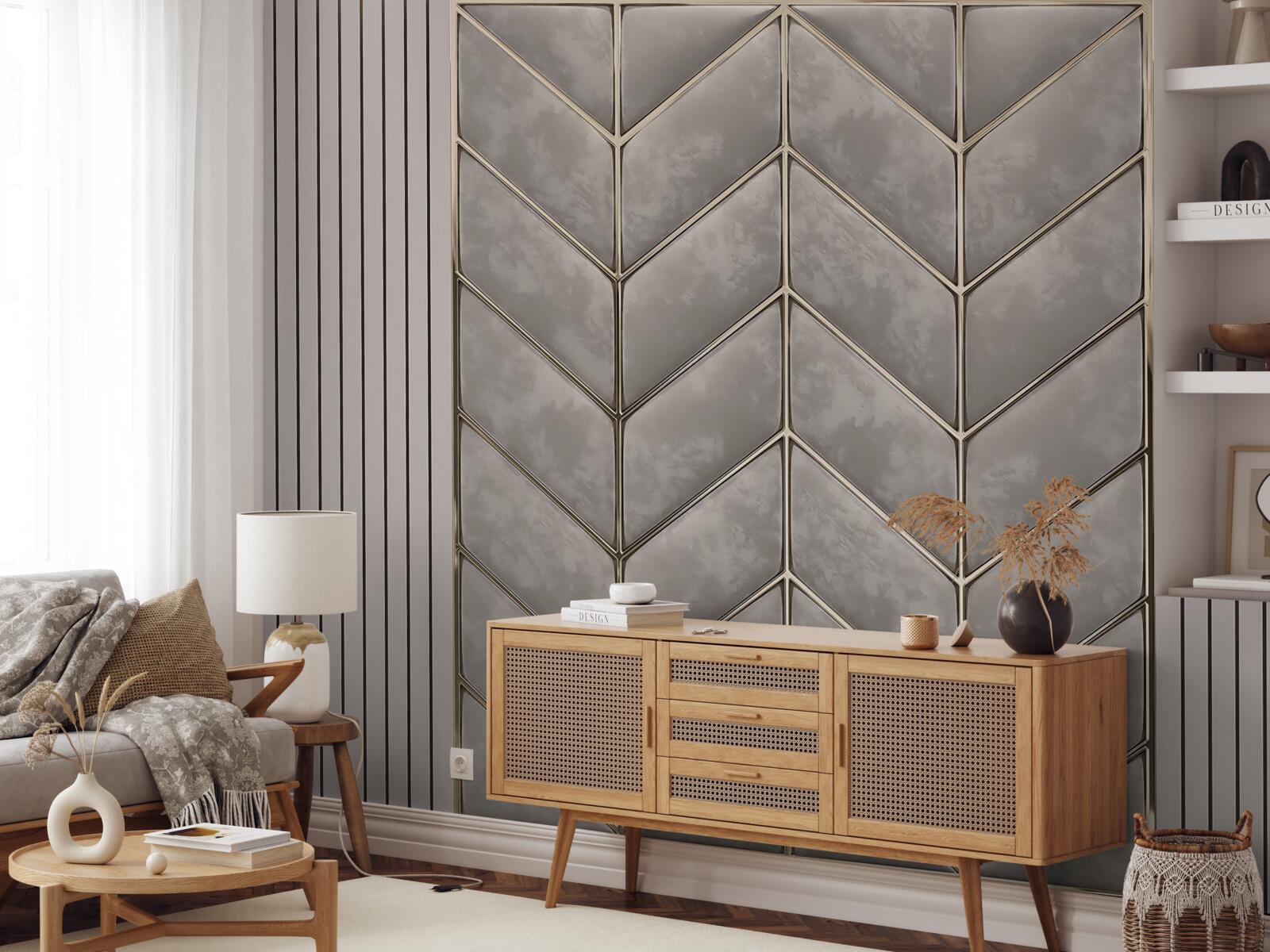 Fotobehang grijs-gouden textuur